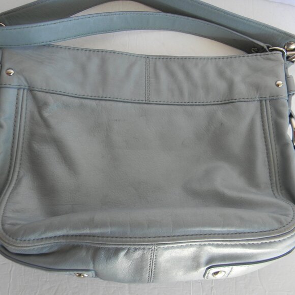 COACH  F14707 Zoe Leather Convertible Shoulder Crossbody LIGHT Blue/GRAY MEDIUM - Picture 5 of 9